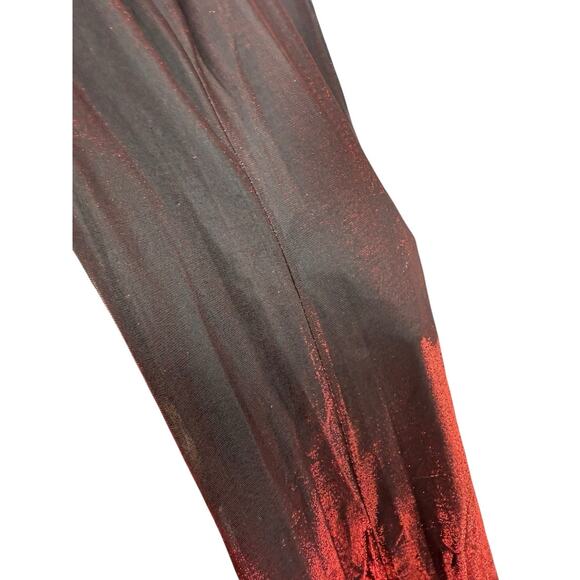 Onyx Nite Black Red Metallic Maxi Dress Gown Shimmer Witchy Vamp Whimsy Goth 14 - Picture 4 of 7